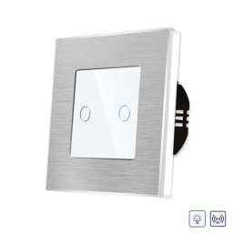Intrerupator Dublu cu Variator si Touch din Sticla si Rama de Aluminiu LUXION, RF433 SmartElectro IntelligentHouse