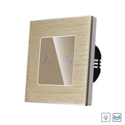 Intrerupator Dublu cu Variator si Touch din Sticla si Rama de Aluminiu LUXION, RF433 SmartElectro IntelligentHouse
