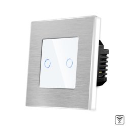 Intrerupator Dublu Wi-Fi cu Touch din Sticla si Rama de Aluminiu LUXION SmartElectro IntelligentHouse