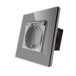Priza Simpla cu Capac de Protectie cu Rama din Sticla LUXION SmartElectro IntelligentHouse