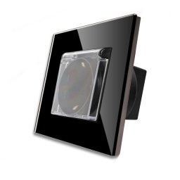 Priza Simpla cu Capac de Protectie cu Rama din Sticla LUXION SmartElectro IntelligentHouse