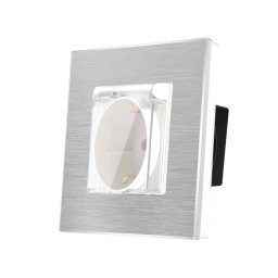 Priza Simpla cu Capac de Protectie LUXION cu rama din aluminiu SmartElectro IntelligentHouse