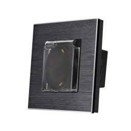 Priza Simpla cu Capac de Protectie LUXION cu rama din aluminiu SmartElectro IntelligentHouse
