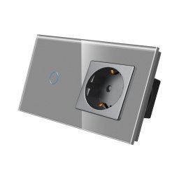 Intrerupator Simplu + Priza cu Rama din Sticla LUXION SmartElectro IntelligentHouse