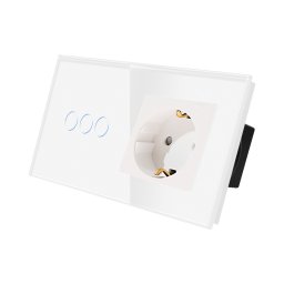 Intrerupator Triplu + Priza cu Rama din Sticla LUXION SmartElectro IntelligentHouse