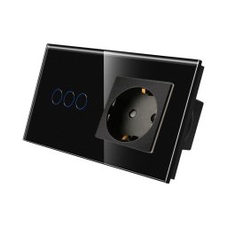 Intrerupator Triplu + Priza cu Rama din Sticla LUXION SmartElectro IntelligentHouse