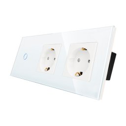 Intrerupator Simplu + 2 Prize cu Rama din Sticla LUXION SmartElectro IntelligentHouse