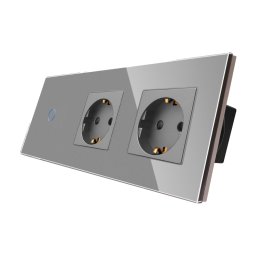 Intrerupator Simplu + 2 Prize cu Rama din Sticla LUXION SmartElectro IntelligentHouse