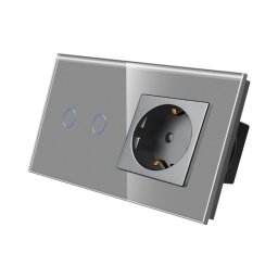 Intrerupator Dublu + Priza cu Rama din Sticla LUXION SmartElectro IntelligentHouse
