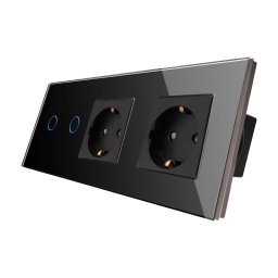 Intrerupator Dublu + 2 Prize cu Rama din Sticla LUXION SmartElectro IntelligentHouse