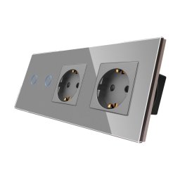 Intrerupator Dublu + 2 Prize cu Rama din Sticla LUXION SmartElectro IntelligentHouse