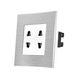 Priza Dubla cu Module Inguste cu Rama din Aluminiu LUXION SmartElectro IntelligentHouse