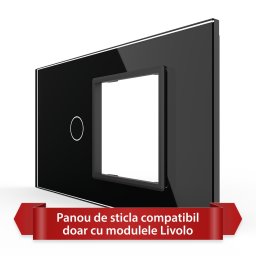 Panou Intrerupator Simplu cu Priza LIVOLO din Sticla, Standard Italian - 4M SmartElectro IntelligentHouse
