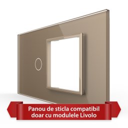 Panou Intrerupator Simplu cu Priza LIVOLO din Sticla, Standard Italian - 4M SmartElectro IntelligentHouse