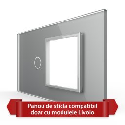 Panou Intrerupator Simplu cu Priza LIVOLO din Sticla, Standard Italian - 4M SmartElectro IntelligentHouse