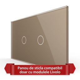 Panou Intrerupator Simplu + Simplu cu Touch LIVOLO din Sticla, Standard Italian - 4M SmartElectro IntelligentHouse