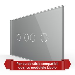 Panou Intrerupator Dublu + Dublu cu Touch LIVOLO din Sticla, Standard Italian - 4M SmartElectro IntelligentHouse