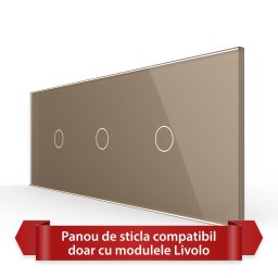 Panou Intrerupator Simplu + Simplu + Simplu cu Touch LIVOLO din Sticla, Standard Italian - 6/7M SmartElectro IntelligentHouse
