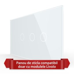 Panou Intrerupator Simplu + Dublu cu Touch LIVOLO din Sticla, Standard Italian - 4M SmartElectro IntelligentHouse