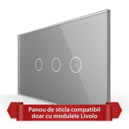 Panou Intrerupator Simplu + Dublu cu Touch LIVOLO din Sticla, Standard Italian - 4M SmartElectro IntelligentHouse