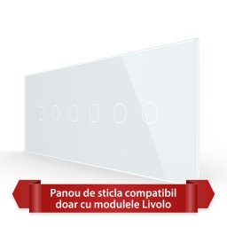 Panou Intrerupator Dublu + Dublu + Dublu cu Touch LIVOLO din Sticla, Standard Italian - 6/7M SmartElectro IntelligentHouse