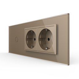 Intrerupator Simplu + 2 Prize LIVOLO cu Rama Din Sticla, Standard Italian, 6M SmartElectro IntelligentHouse