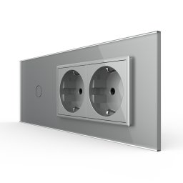 Intrerupator Simplu + 2 Prize LIVOLO cu Rama Din Sticla, Standard Italian, 6M SmartElectro IntelligentHouse
