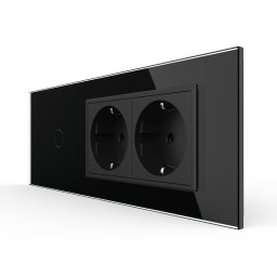 Intrerupator Simplu + 2 Prize LIVOLO cu Rama Din Sticla, Standard Italian, 6M SmartElectro IntelligentHouse