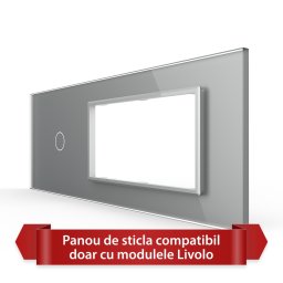 Panou Intrerupator Simplu cu 2 Prize LIVOLO din Sticla, Standard Italian - 6/7M SmartElectro IntelligentHouse