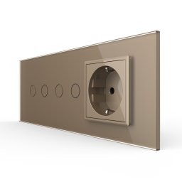 Intrerupator Dublu + Dublu + Priza LIVOLO cu Rama Din Sticla, Standard Italian, 6M SmartElectro IntelligentHouse