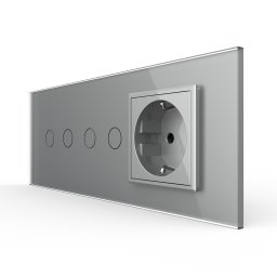 Intrerupator Dublu + Dublu + Priza LIVOLO cu Rama Din Sticla, Standard Italian, 6M SmartElectro IntelligentHouse