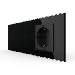 Intrerupator Dublu + Dublu + Priza LIVOLO cu Rama Din Sticla, Standard Italian, 6M SmartElectro IntelligentHouse