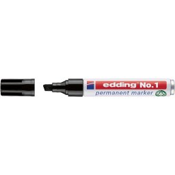 Marker permanent edding No. 1, corp metalic, varf tesit, 1-5 mm, negru