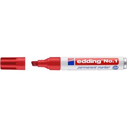 Marker permanent edding No. 1, corp metalic, varf tesit, 1-5 mm, rosu