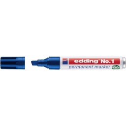 Marker permanent edding No. 1, corp metalic, varf tesit, 1-5 mm, albastru