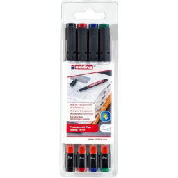 Markere permanente edding 141 F, corp plastic, varf rotund, 0.6 mm, 6 culori/set