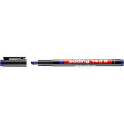 Marker permanent edding 143 B, corp plastic, varf tesit, 1-3 mm, albastru