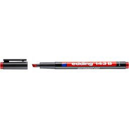Marker permanent edding 143 B, corp plastic, varf tesit, 1-3 mm, rosu