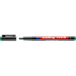 Marker permanent edding 143 B, corp plastic, varf tesit, 1-3 mm, verde