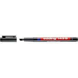 Marker permanent edding 143 B, corp plastic, varf tesit, 1-3 mm, negru