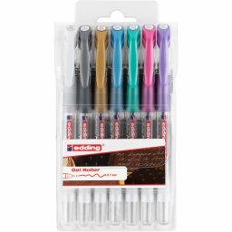 Roller gel edding 2185, varf 0.7 mm, 7 culori/set