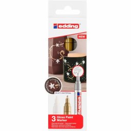 Marker cu vopsea edding 750, corp metalic, varf rotund, 2-4 mm, set 3 culori, alb, auriu, argintiu
