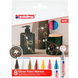 Set markere cu vopsea edding 750, corp metalic, varf rotund, 2-4 mm, 8 bucati