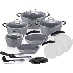 GARNKI GRANITOWE 18 ELE BERLINGER HAUS GRAY STONE TOUCH BH-6196
