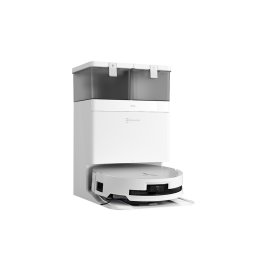 Aspirator robot 18000Pa, baterie Li-Ion 6400mAh, capacitatea rezervorului de apa 110ml, capacitatea cosului de praf 220ml, capacitate rezervor statie pentru apa murdara 2 x 4L, capacitate cos praf statie 3L, alb