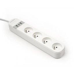 PRELUNGITOR GEMBIRD, Schuko x 4, WiFi, conectare prin Schuko (T) French, cablu 1.5 m, 16 A, 3680W, 2xUSB-A, 1xUSB-C 12W, compatibil Tuya, alb, TSL-PS-F4U-01-W (timbru verde 0.18 lei)
