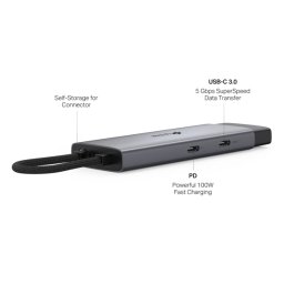 DOCKING STATION TP-Link, porturi USB: USB 3.0x2 + USB-C PDx1, USB-C x 1, 1 x HDMI, conectare prin USB Type-C, lungime cablu 10 cm, gri, UH5020C (timbru verde 0.8 lei)