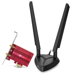 ADAPTOR RETEA TP-LINK AXE5400, extern wireless 2.4 GHz 5 GHz 6GHz, PCI-E port, 5400 Mbps, WI-FI 6E si Bluetooth 5.3, antena externa x 2, Archer TXE75E (timbru verde 0.18 lei)