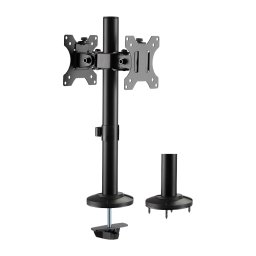 SUPORT de birou LOGILINK, pt 2 TV/monitor plat, curbat, diag. max 32 inch, rotatie, inclinare, pivotare, verticala, max 8 Kg x 2, negru, BP0109