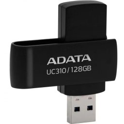 MEMORIE USB 3.2 ADATA 128 GB, protectie slide laterala, carcasa plastic, negru, UC310-128G-RBK (timbru verde 0.03 lei)